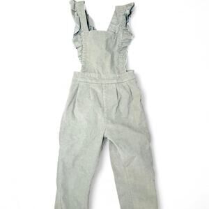 Green linen overalls with ruffle straps Size 3 years 3t